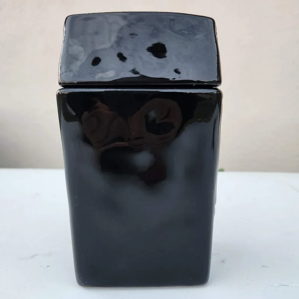 NEW Ceramic Coffin Jar Bathroom Decor Black Goth Skeleton Party Decorations Goth